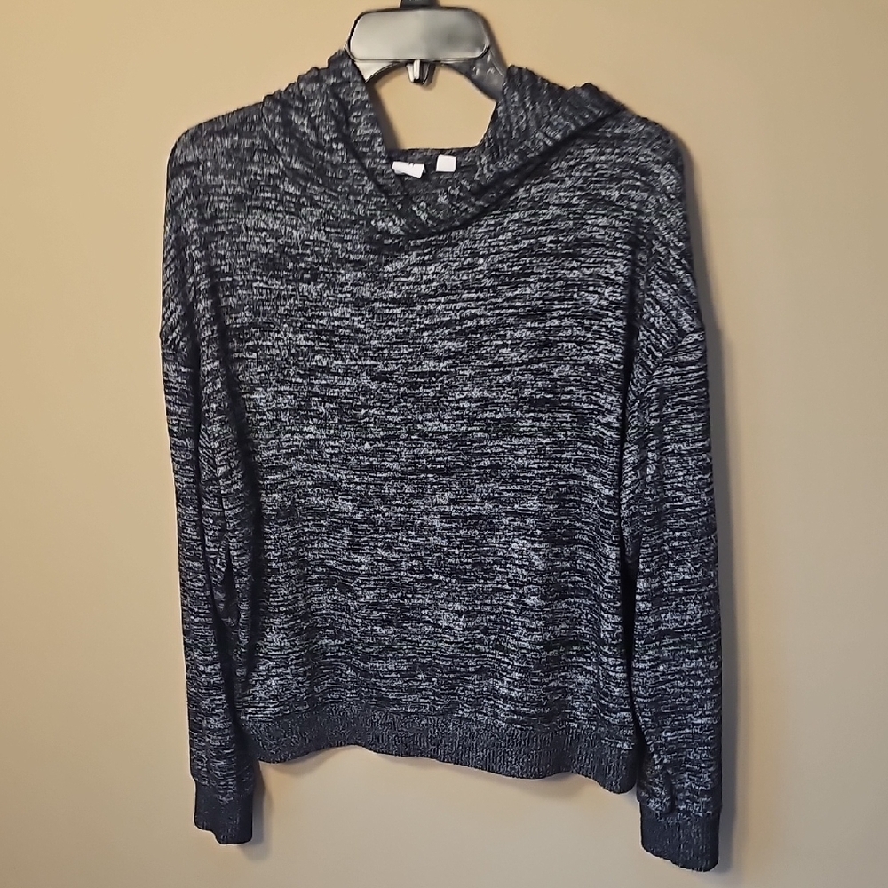GAP Charcoal and Light Gray Softspun Knit Top With Hood